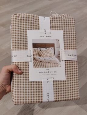 New!Y2K Reversible Plaid Striped Duvet Set Gingham Retro Inspired Lightweight